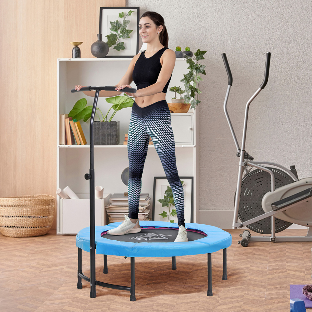 HOMCOM 3ft Blue Mini Adjustable Fitness Trampoline Image 2
