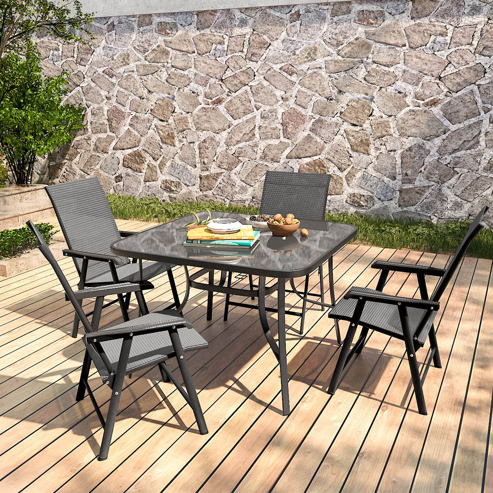 Living and Home Glass 4 Seater Square Garden Dining Set Image 6