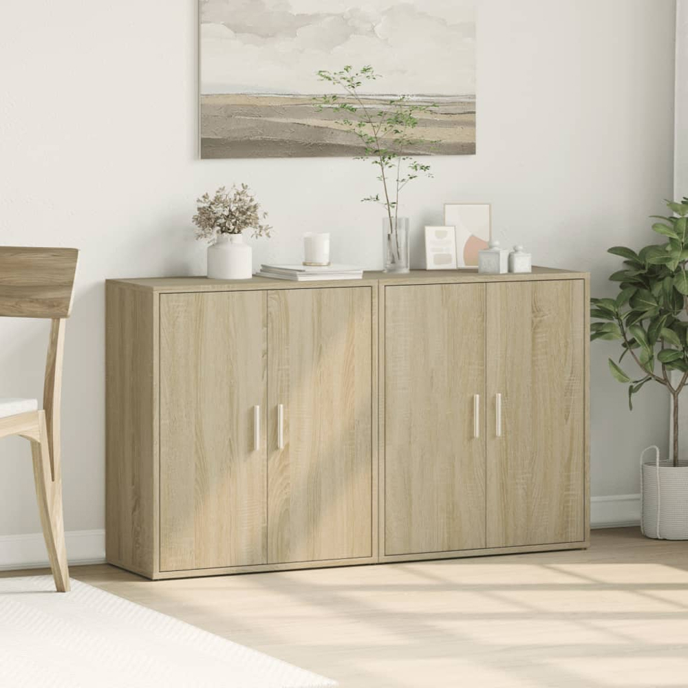 vidaXL 2 Door Sonoma Oak Sideboard Set of 2 Image 8