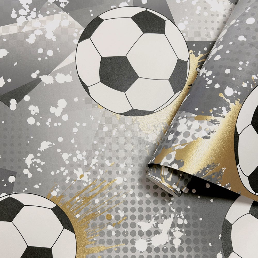 Holden Decor Football Frenzy Black and Gold Wallpaper Image 2