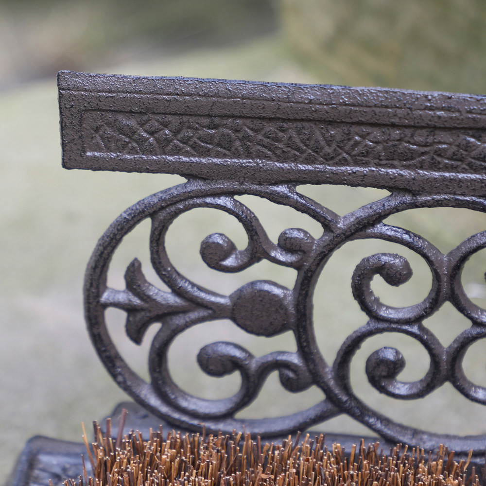 Dibor Brown Cast Iron Period Style Ornate Scrolled Boot Brush and Scraper Image 4