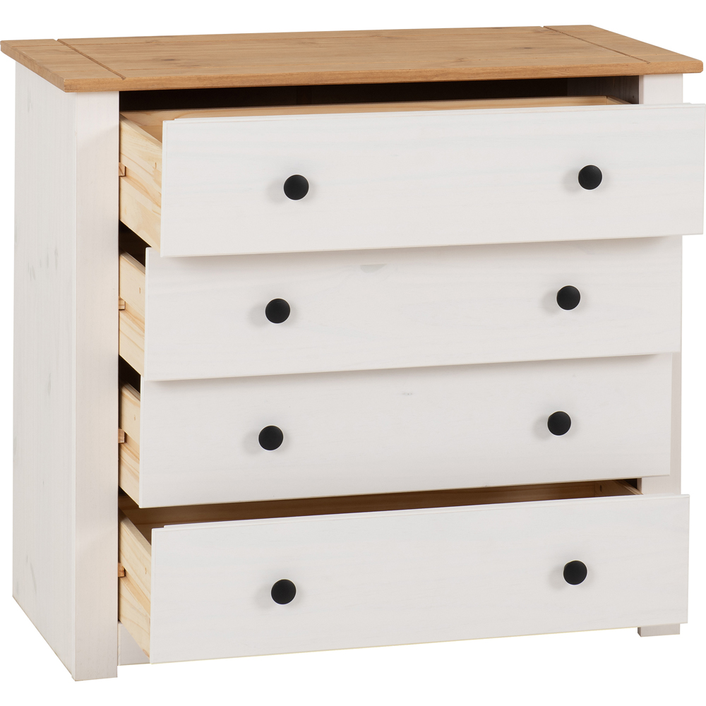 Seconique Panama 4 Drawer White and Natural Wax Chest of Drawers Image 4