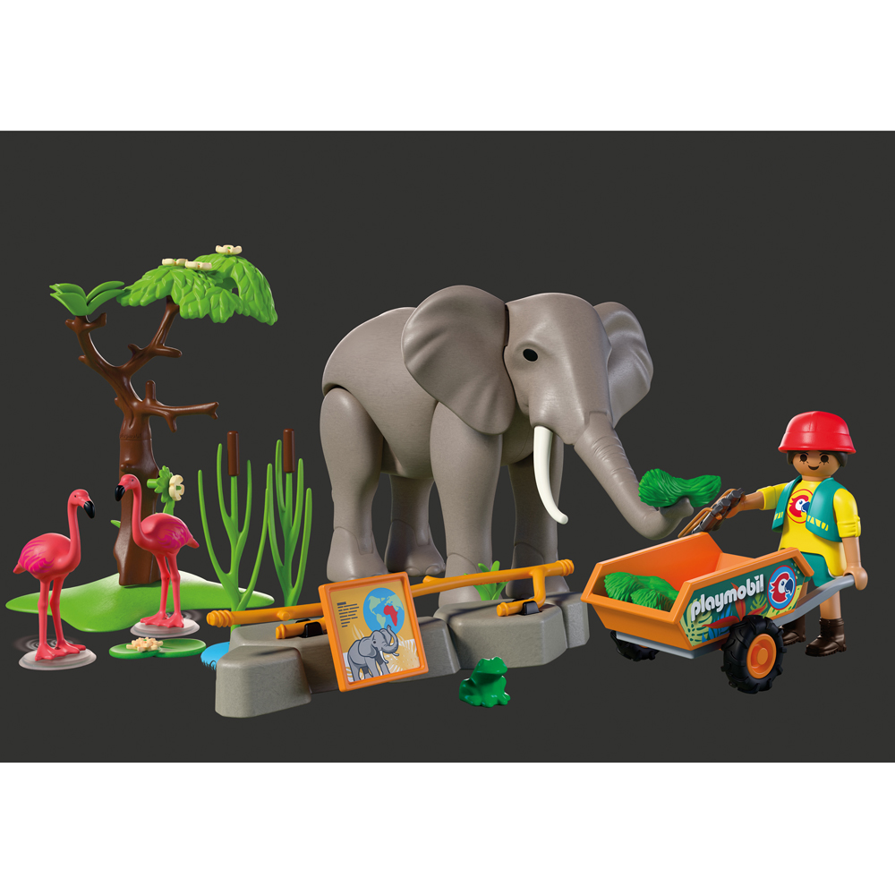 Playmobil Elephant with Zoo Keeper Playset Image 4