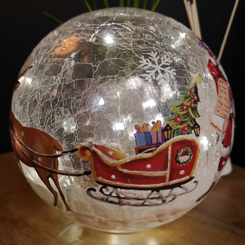Samuel Alexander Santa Crackle Effect Glass Ball LED Christmas Decoration 20cm Image 5