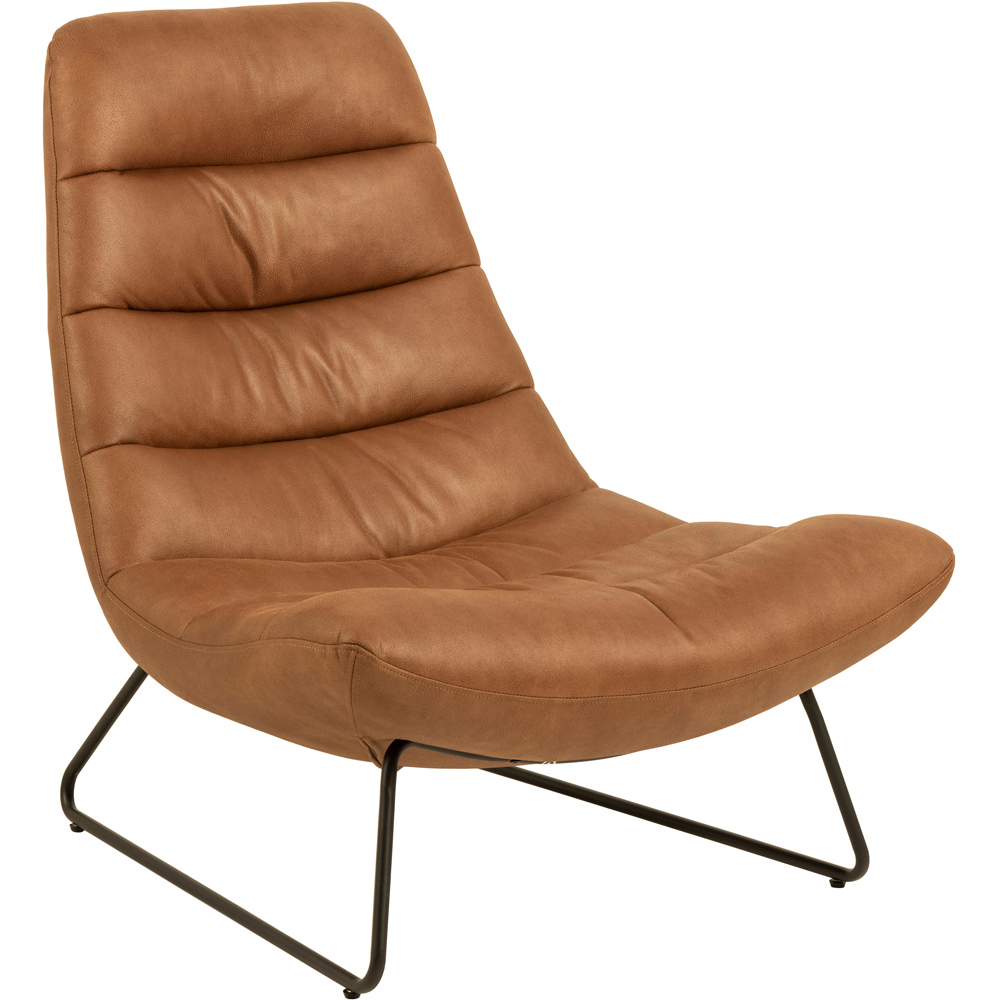 Florence Milford Brown Leather Sledge Base Lounge Chair Image 2