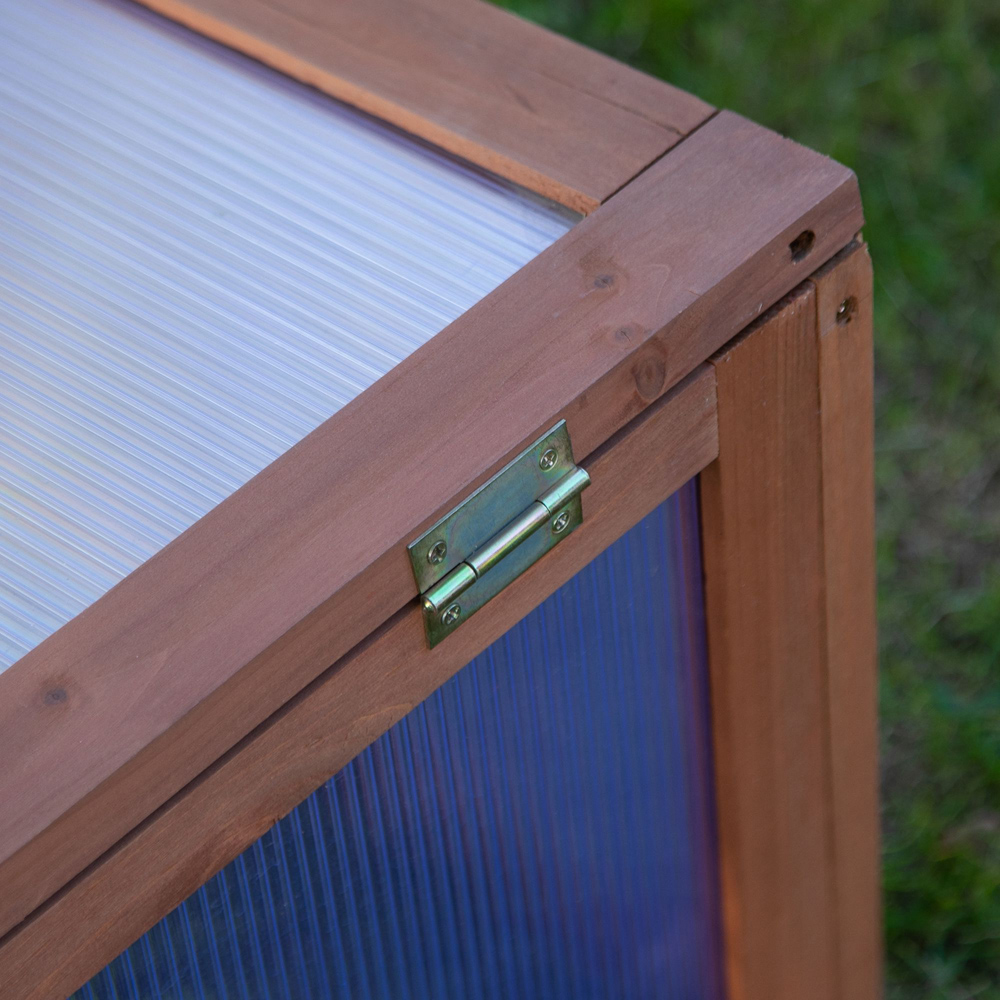 Outsunny Brown Wooden Polycarbonate Cold Frame with Top Cover Image 3