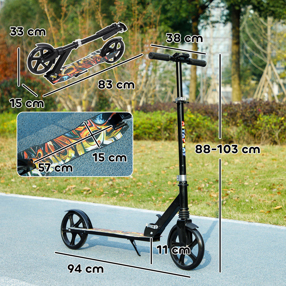 Tommy Toys AIYAPLAY Black Adjustable Handlebar Foldable Kids Kick Scooter Image 9