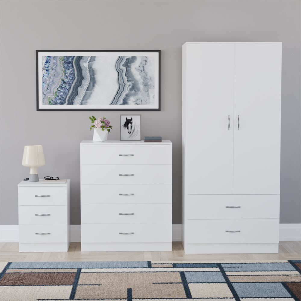 VIDA DESIGNS Riano White 3 Piece Bedroom Furniture Set Image 2