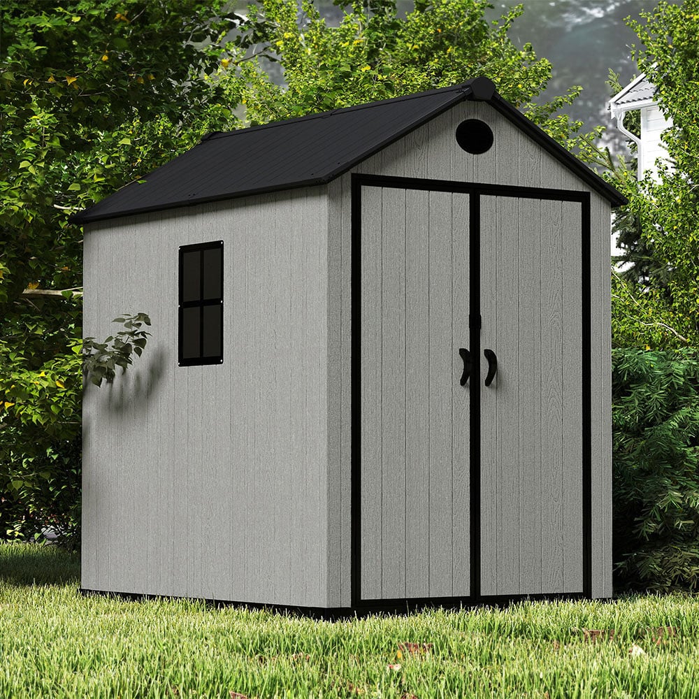 Living and Home 6 x 8ft Grey Apex Garden Tool Shed Image 2