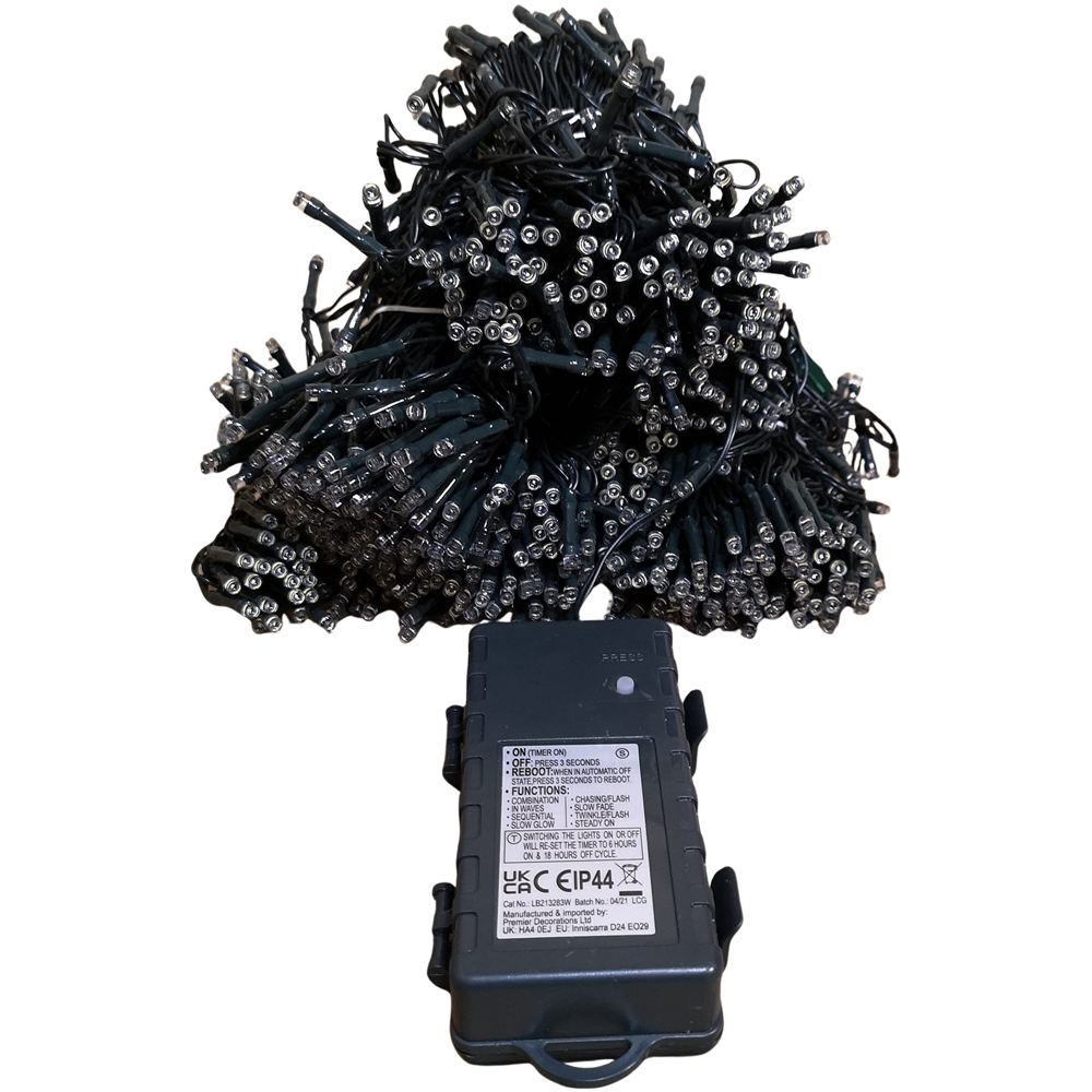 Premier TimeLights 1000 Warm White LED Multi-Function Green Cable String Light 100m Image 2