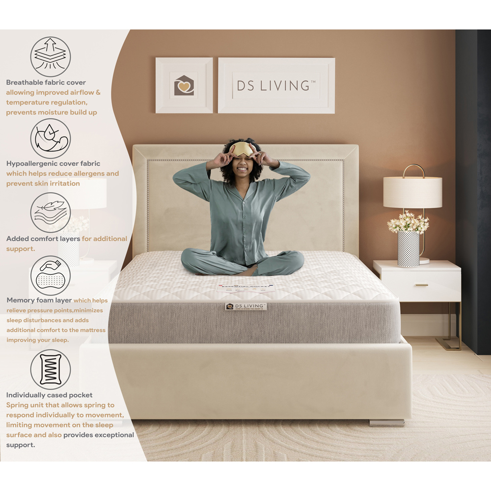 DS Living Contour Single 800 Pocket Sprung Hybrid Memory Foam Mattress Image 6