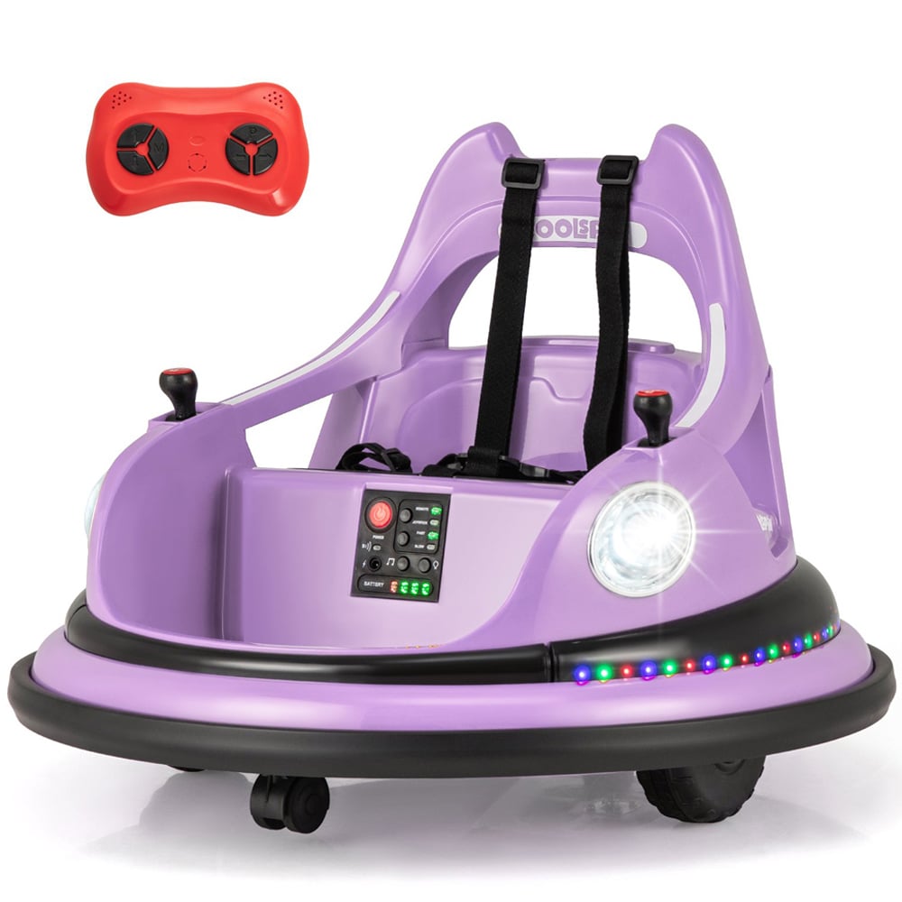 Costway Kids Purple Ride On Bumper Car with Dual Joysticks and 5 Light Effects 12V Image 3