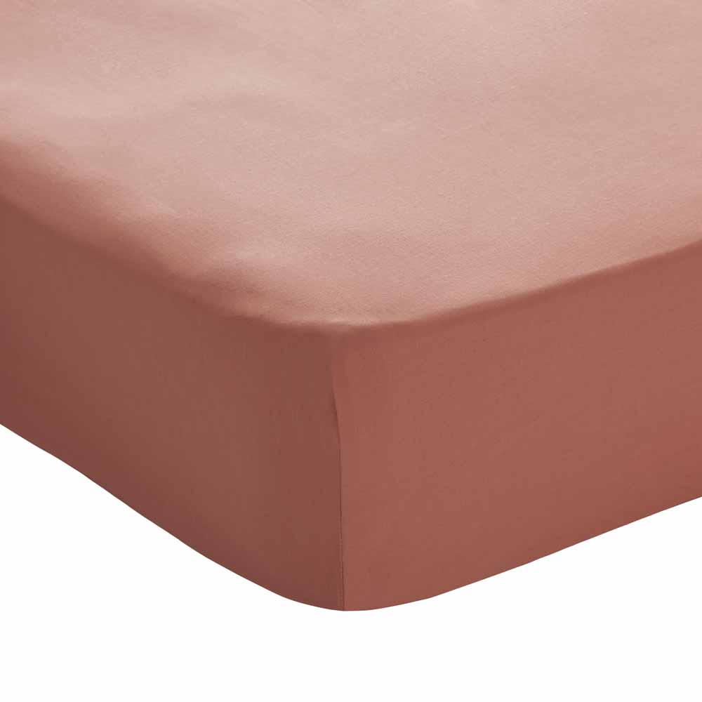 Wilko Soft Terracotta Fitted Sheet King Size Image 1