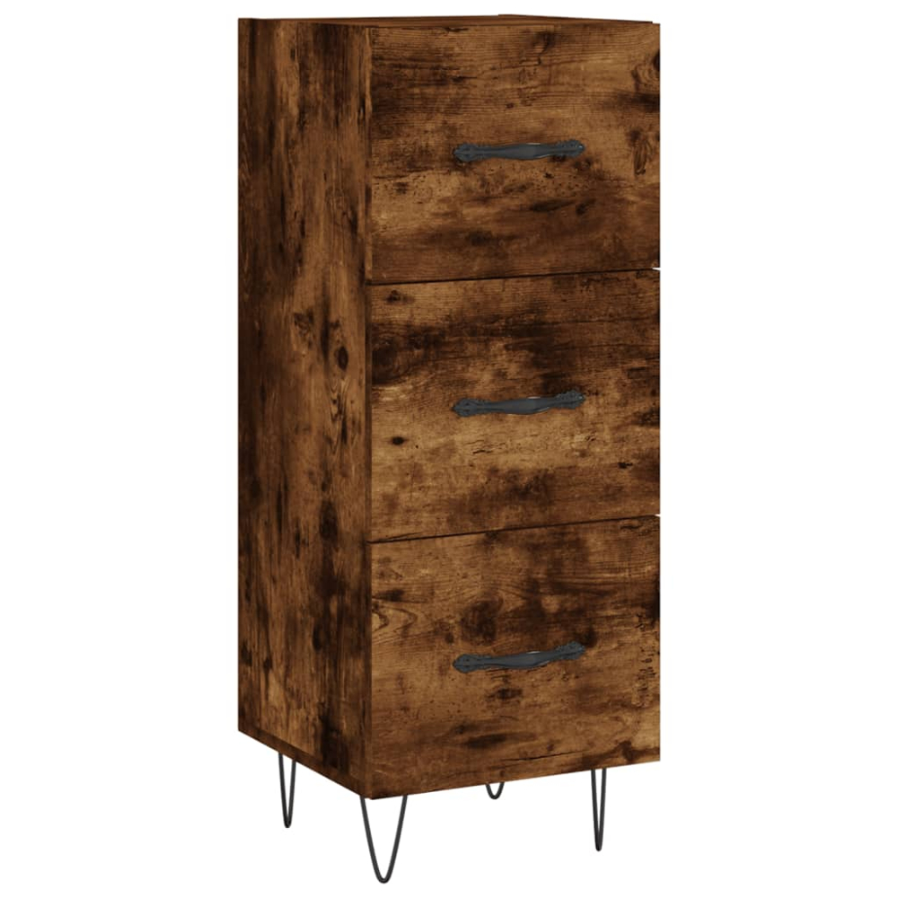 vidaXL Single Door 3 Drawer Smoked Oak Highboard Image 7