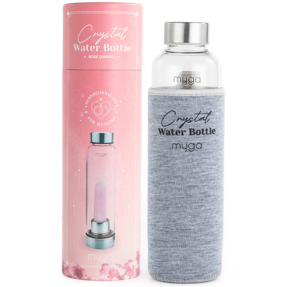 Myga Rose Quartz Crystal Glass Water Bottle 500ml Image 2