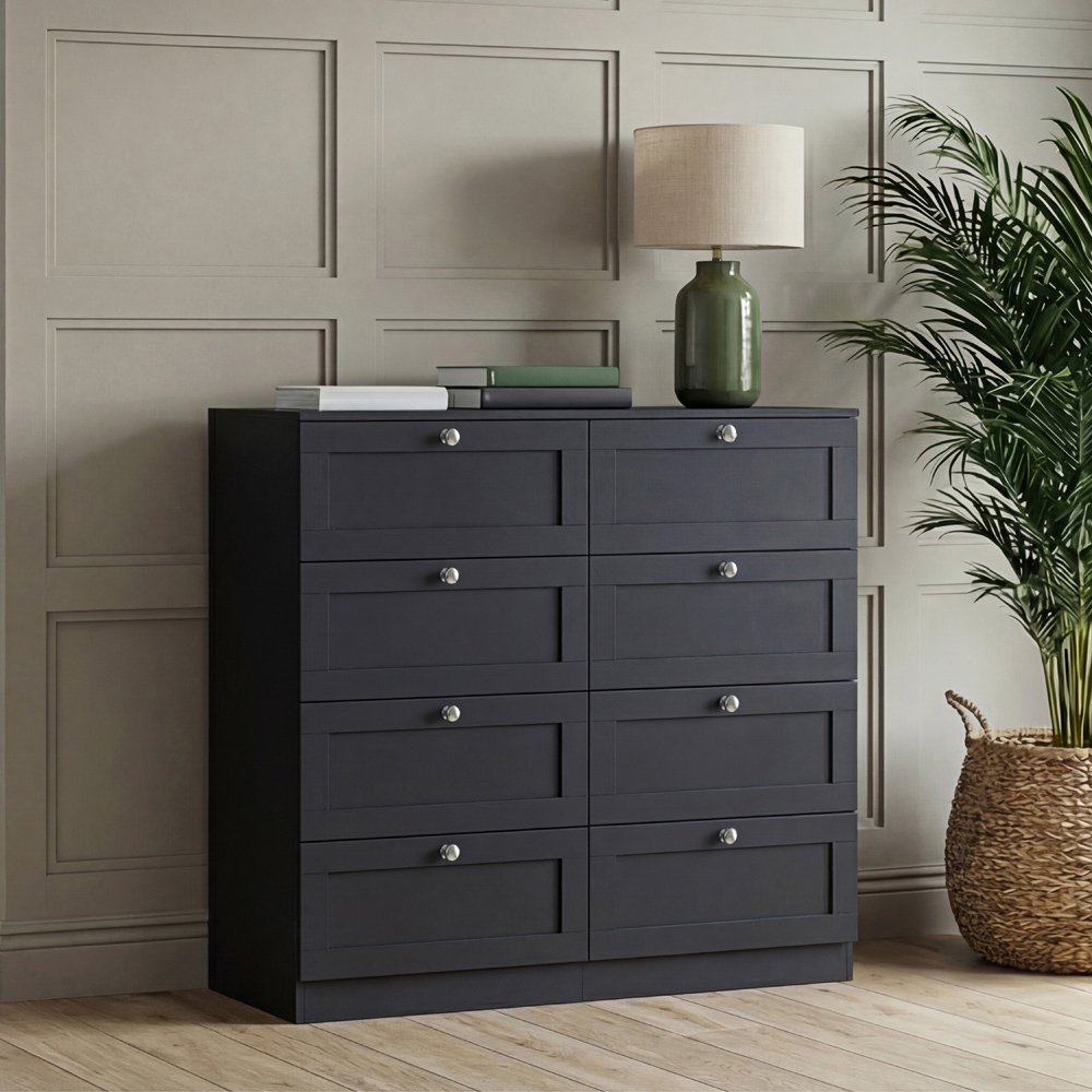 VIDA DESIGNS Altino 8 Drawer Black Shaker-Style Chest of Drawers Image 3