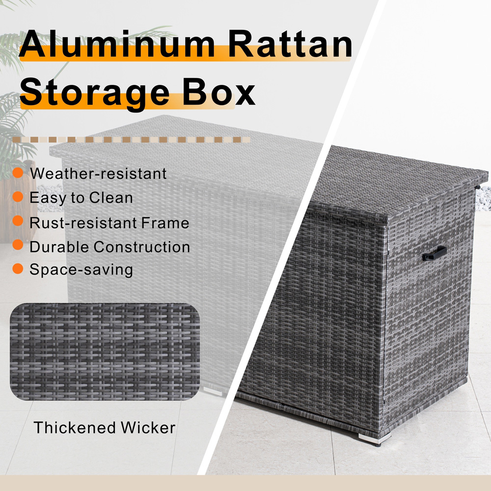 Direct Wicker 980L Grey Garden Rattan Storage Box Image 7