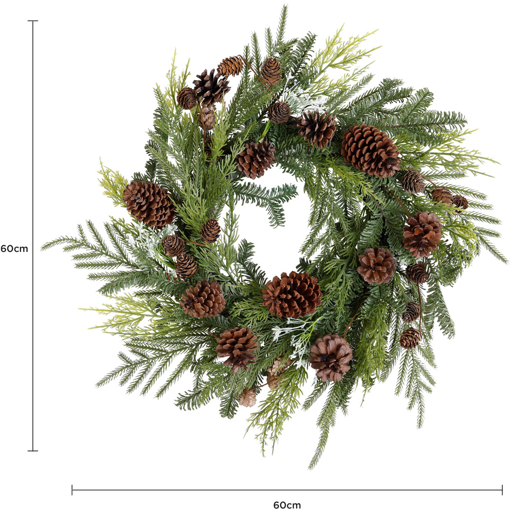 Charles Bentley Green Christmas Wreath with Pinecones 60cm Image 9