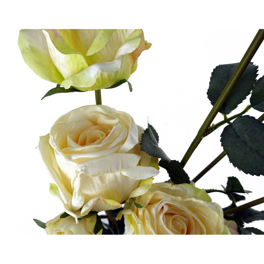 Leaf Cream Rose Spray Single Stem Artificial Flower 2ft 6 Pack Image 6