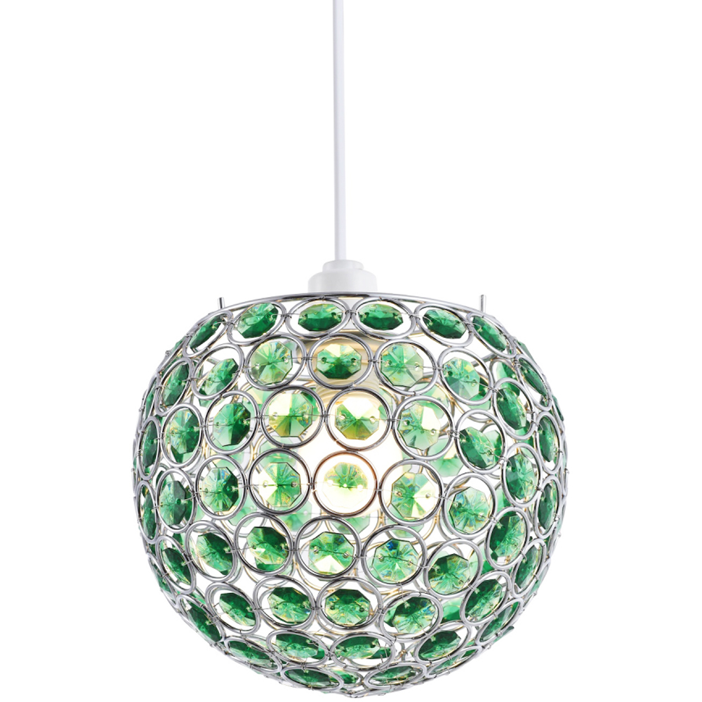 Happy Homewares Round Globe Small Green Acrylic Bead Jewels Pendant Shade Image 3