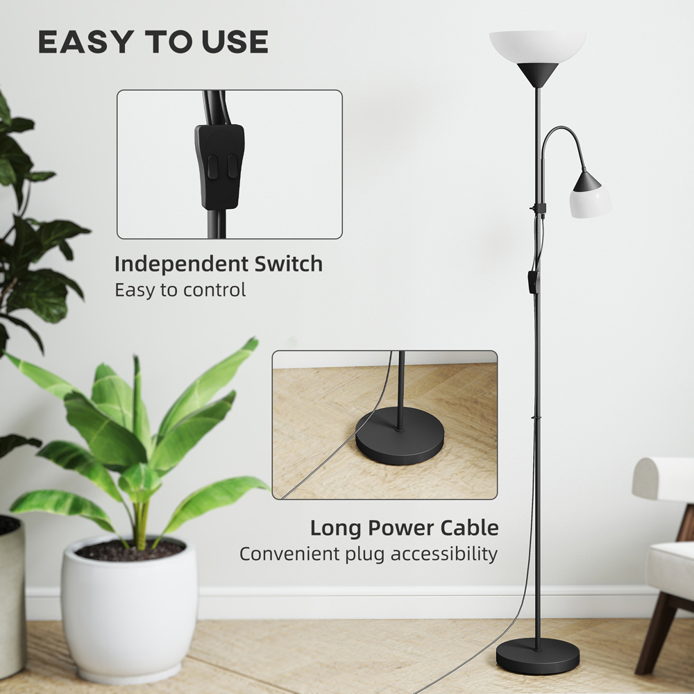 HOMCOM 2 Way Mother Child Floor Lamp with 2 Switches and Round Base Image 6