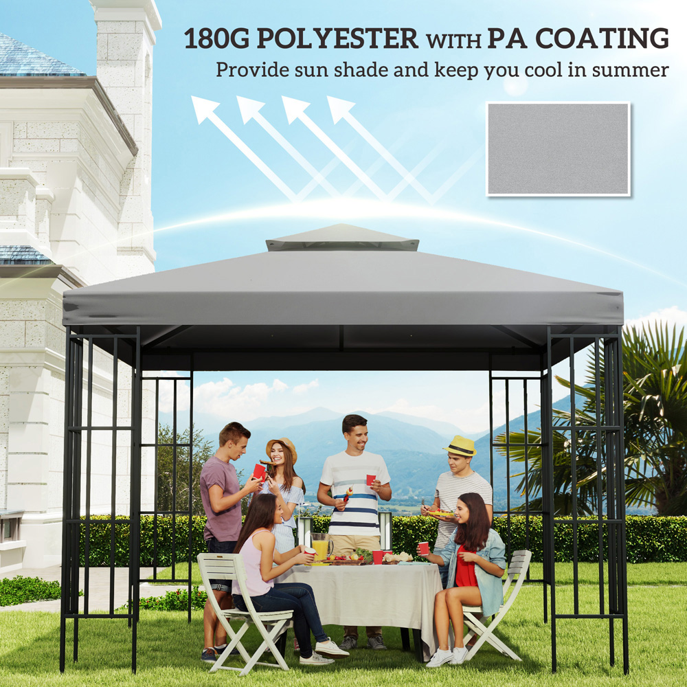 Outsunny 3 x 3m 2-Tier Light Grey Gazebo Canopy Replacement Cover Image 6