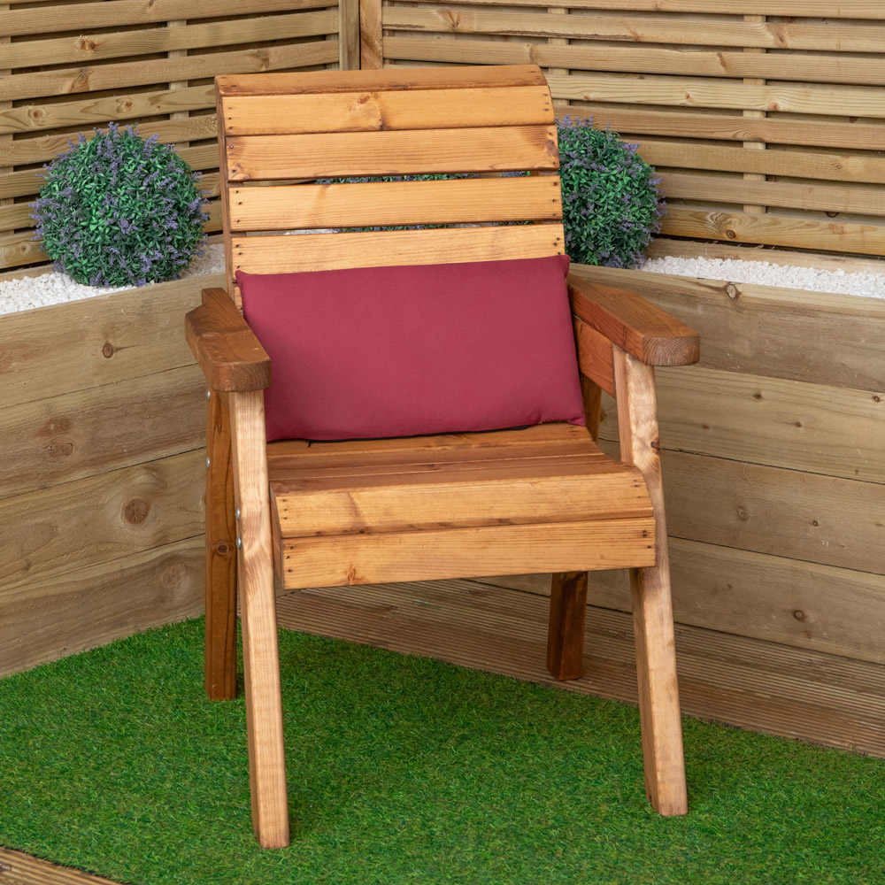 Samuel Alexander Single Seater Burgundy Wooden Garden Chair Cushion Base 52 x 20cm Image 2