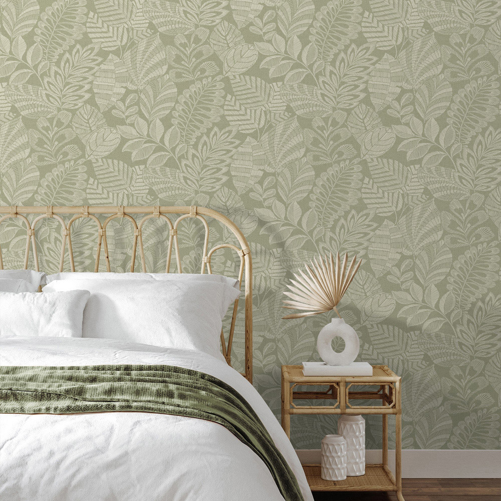 Grandeco Madou Green Wallpaper Image 2