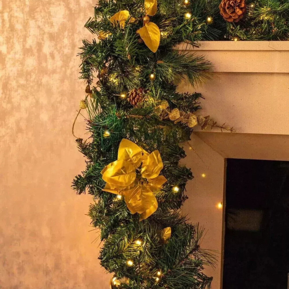 Marco Paul Artificial LED Christmas Garland with Gold Decorations 270cm Image 5
