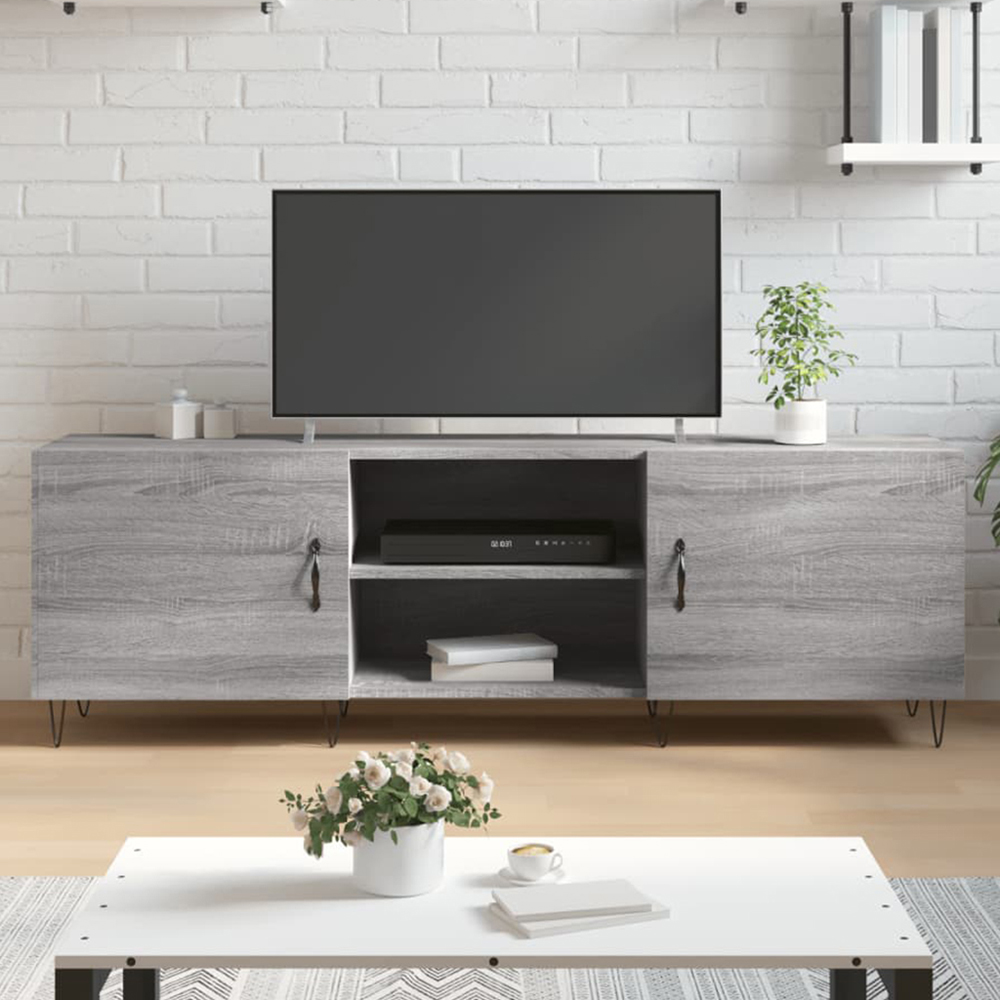 vidaXL 2 Door 2 Shelf Grey Sonoma TV Cabinet Image 1