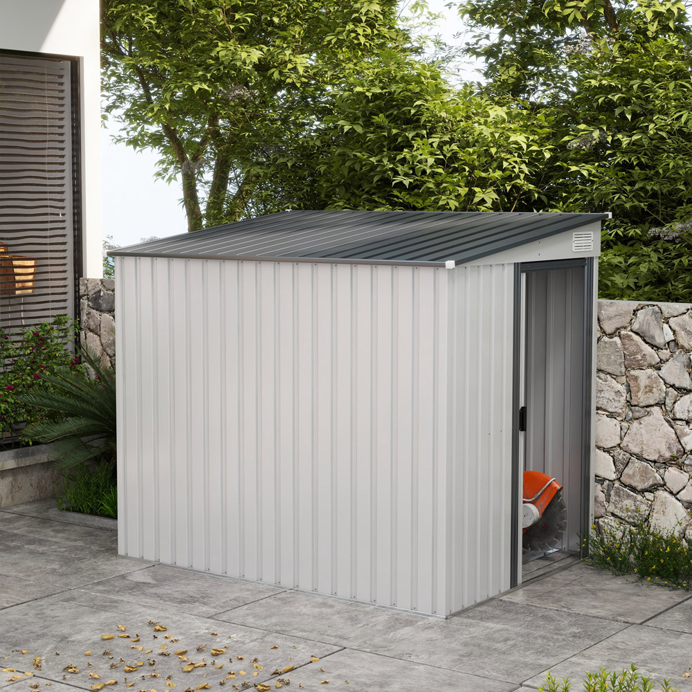 Outsunny 7 x 5ft White Storage Metal Shed Image 2