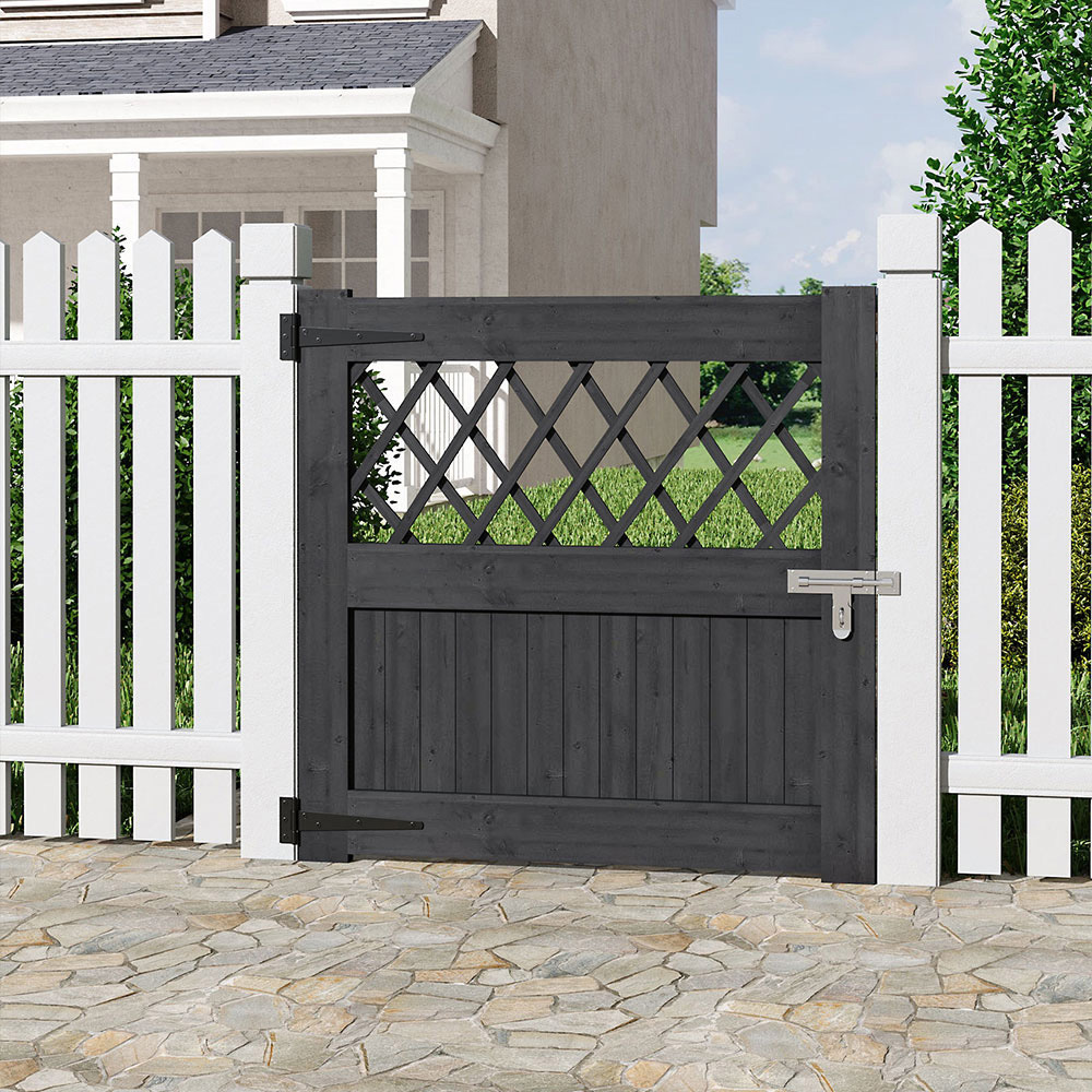 Living and Home Rhombus Wooden Garden Fence Gate with Latch 90 x 90cm Image 6
