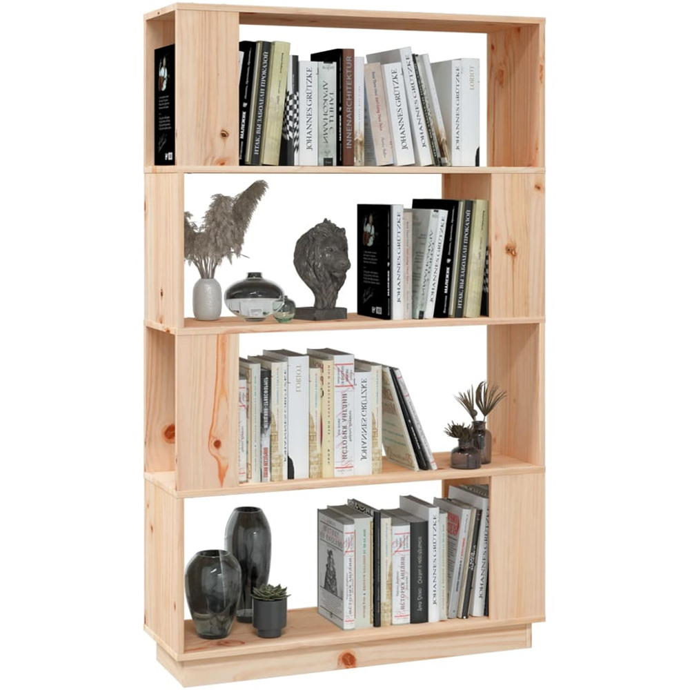 vidaXL 4 Shelf Natural Solid Pine Wood Bookcase Image 5
