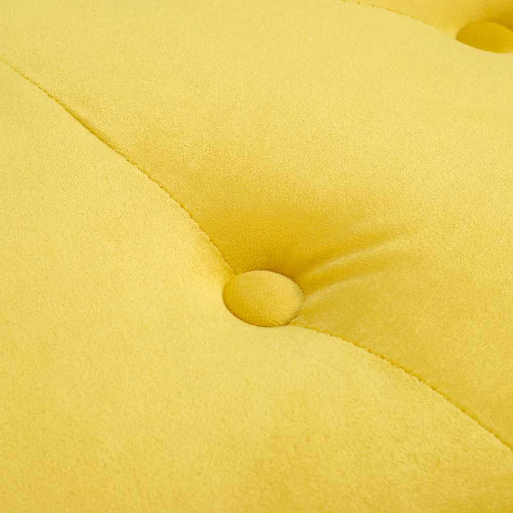 Living and Home Yellow Round Velvet Tufted Buttoned Footstool Image 6