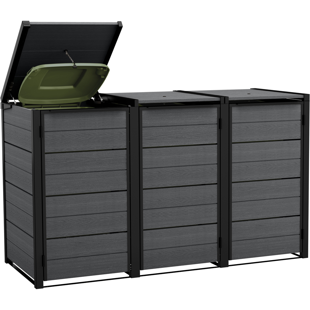 Keter Bin Hideaway 720L Graphite 3 Section Bin Storage Unit Image 3