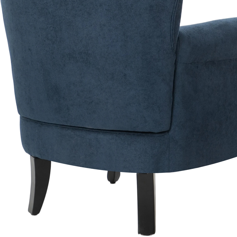 Living and Home Blue Chenille Upholstered Channel Back Armchair Image 5