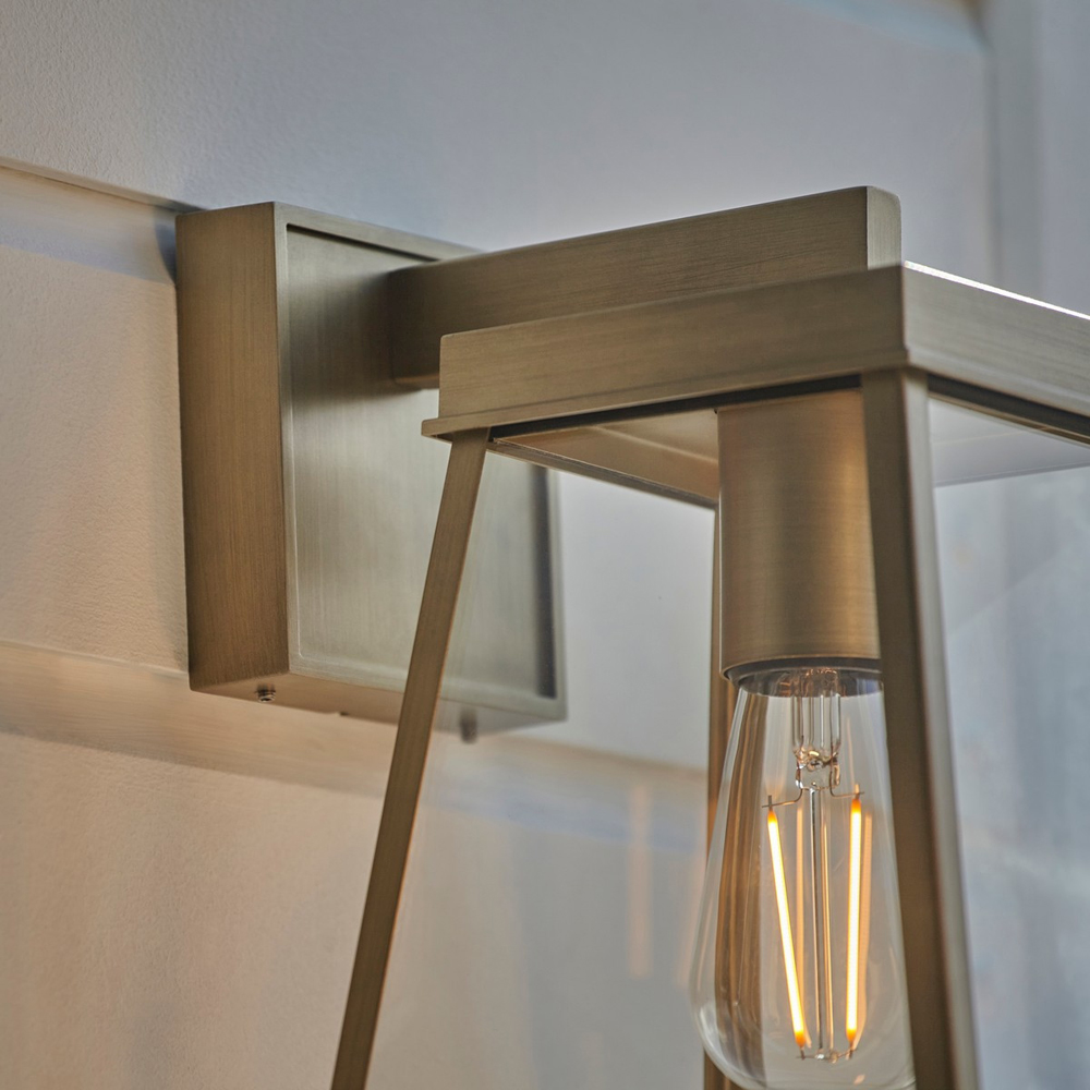 Merano Venice Brushed Gold Clear Glass Outdoor Wall Lantern Image 4