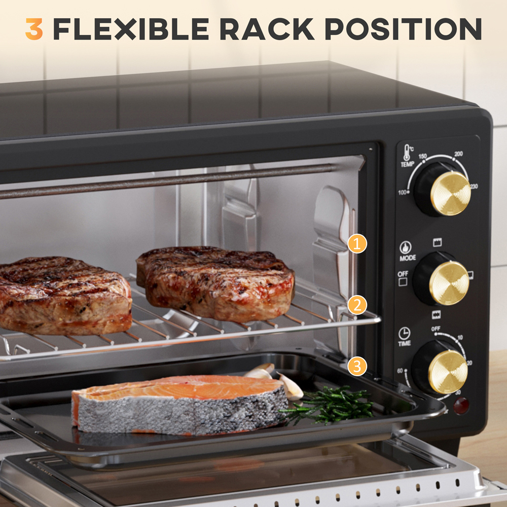 HOMCOM 800-083V70BK Black 16L Countertop Mini Oven 1400W Image 6
