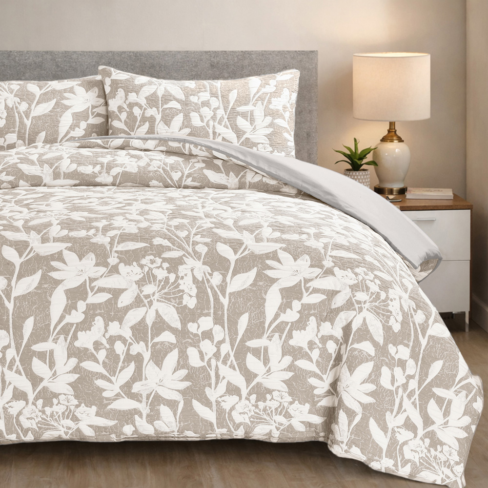Sweet Dreams Ashbury King Size Natural Botanical Duvet Cover Set Image 1