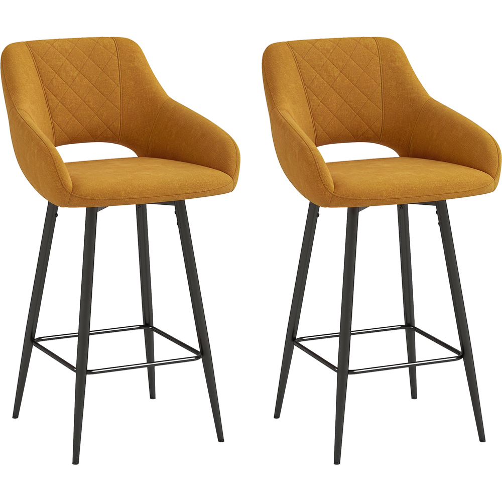 HOMCOM Brown Velvet Touch Fabric Bar Chair Set of 2 Image 2