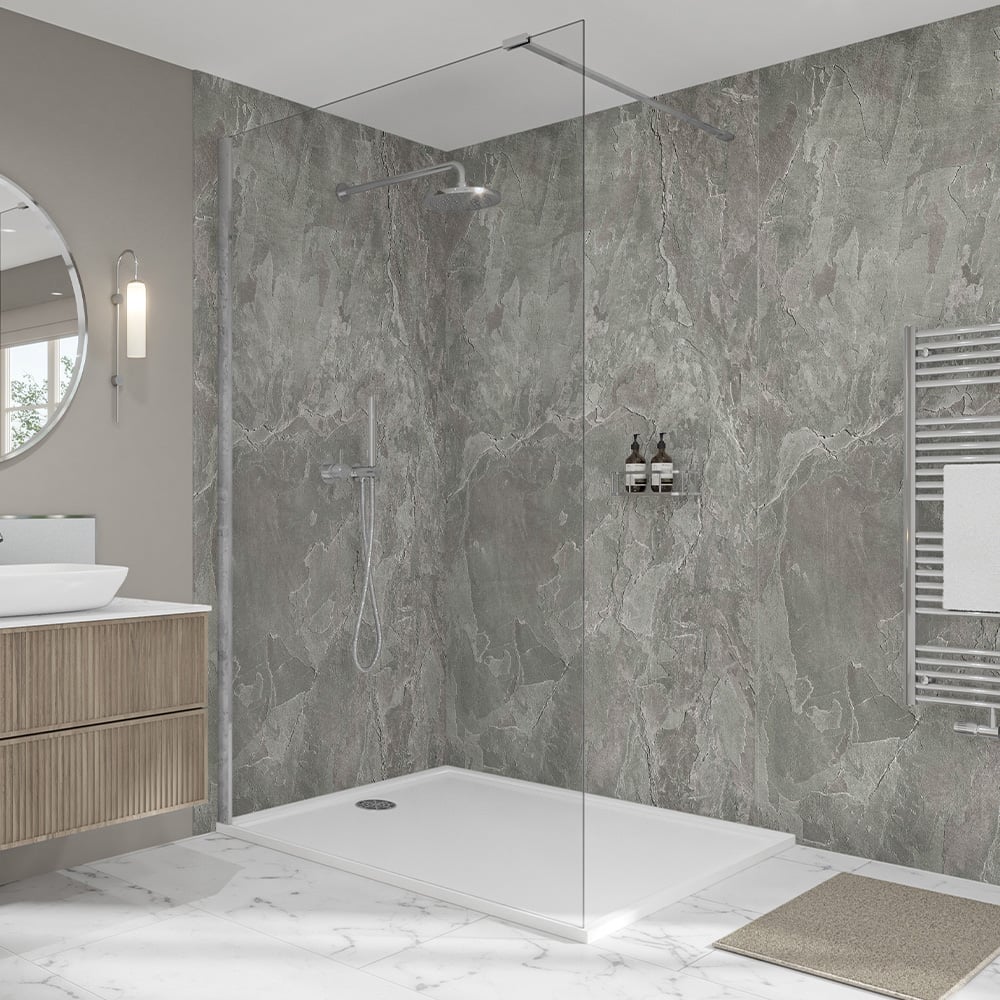Wetwall Elite Double Post Formed Scafell Slate Shower Panel 2420 x 580mm Image 1