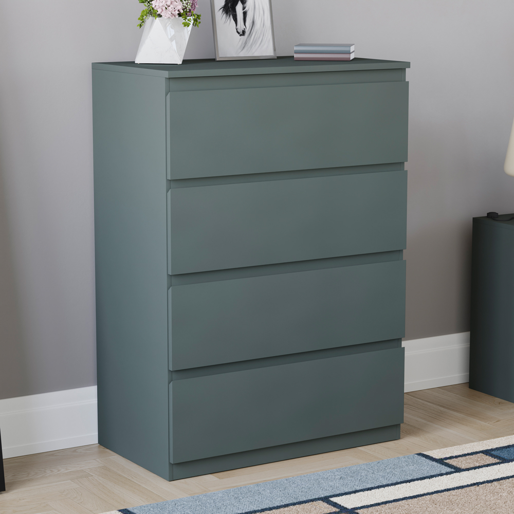 Vida Designs Denver Jasper Green 4 Drawer Bedside Table Image 4