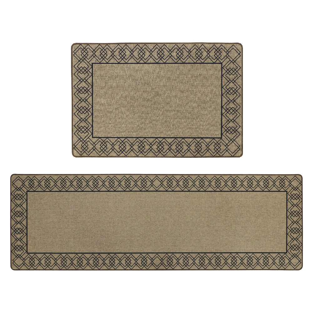 JVL Elegance Diamond Border Door Mat and Runner Set 50 x 75cm and 50 x