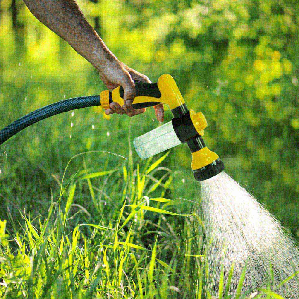 wilko Yellow 8 Mode Garden Hose Spray Gun with AntiSlip Handle Wilko