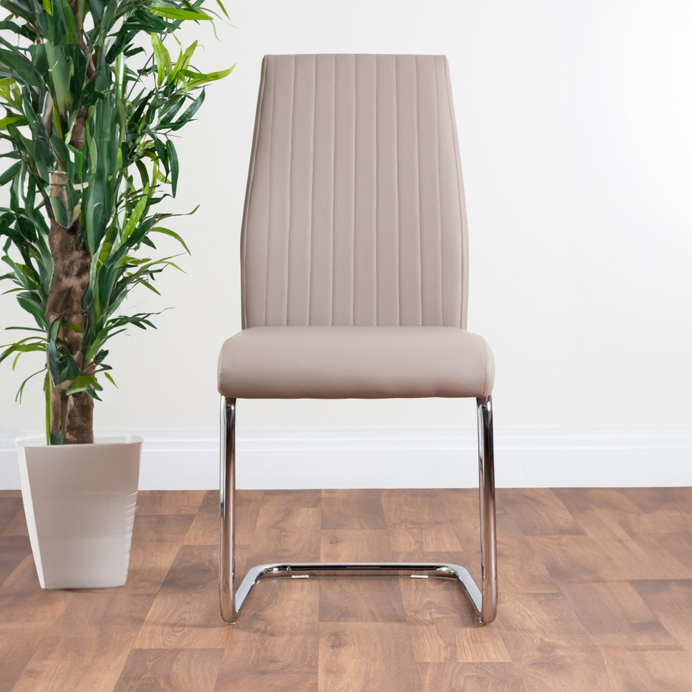 Furniturebox Copeland Fontana Marble Effect 2 Seater Dining Set White Cappuccino and Chrome Image 4