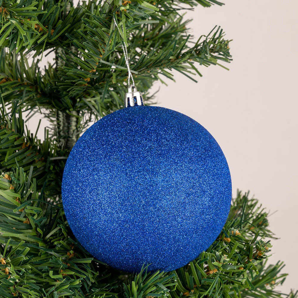 Shatchi 10cm Blue Shatterproof Christmas Bauble 3 Pack Image 2