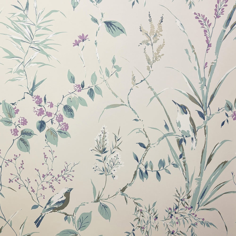 Crown Mariko Floral Teal and Plum Wallpaper Image 1