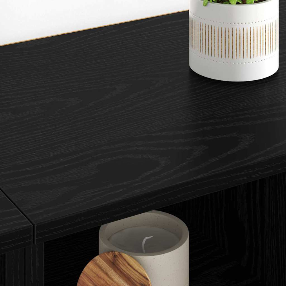 vidaXL 2 Door 2 Shelf Black Oak Compact Sideboard Set of 2 Image 4
