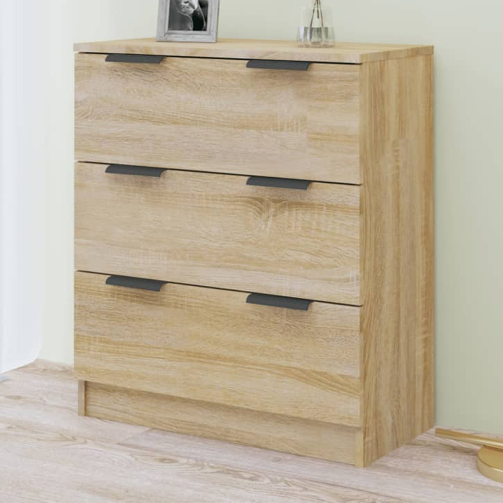 vidaXL 3 Drawer Sonoma Oak Sideboard Image 1