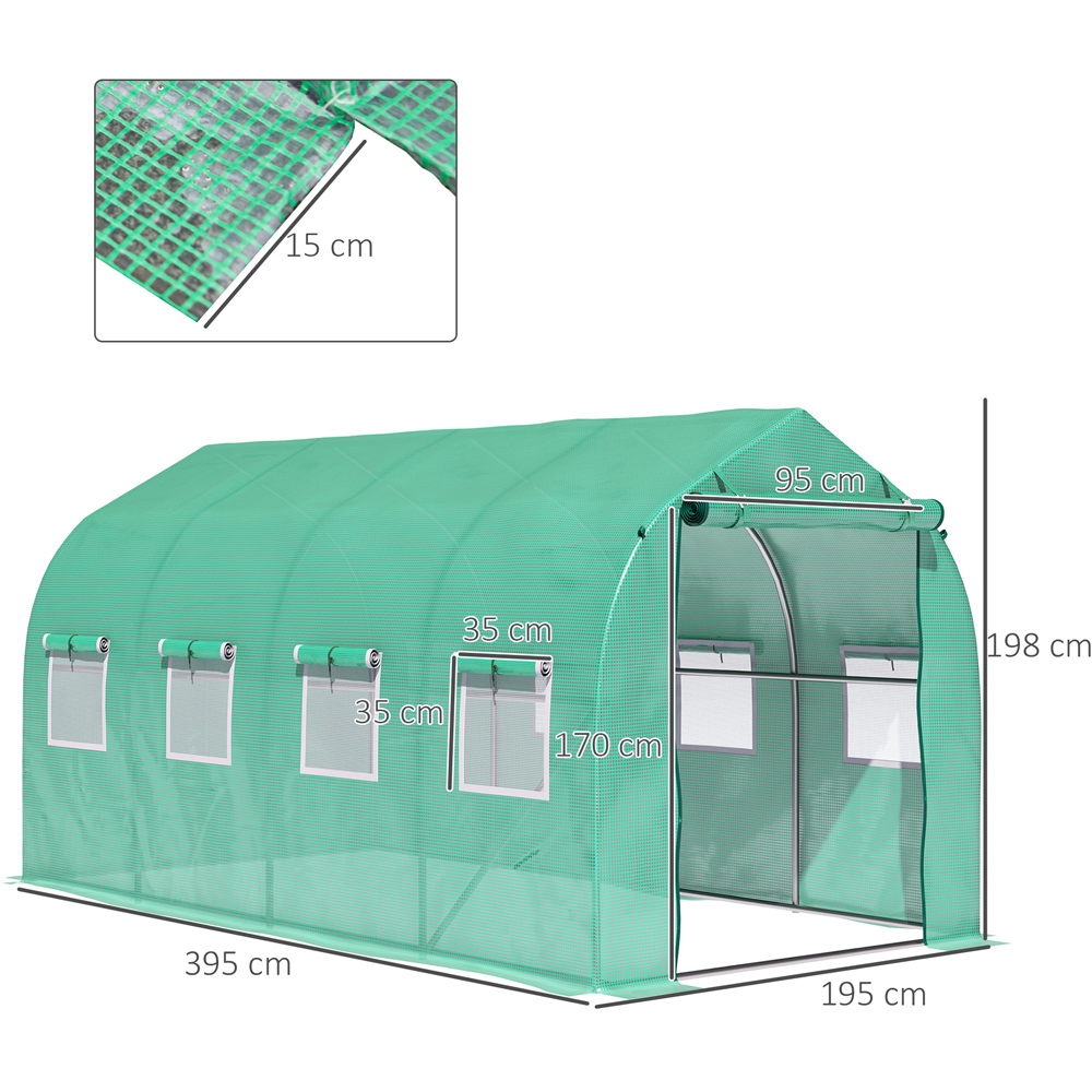 Outsunny Green Steel 13 x 6.5ft Walk In Polytunnel Greenhouse Image 8